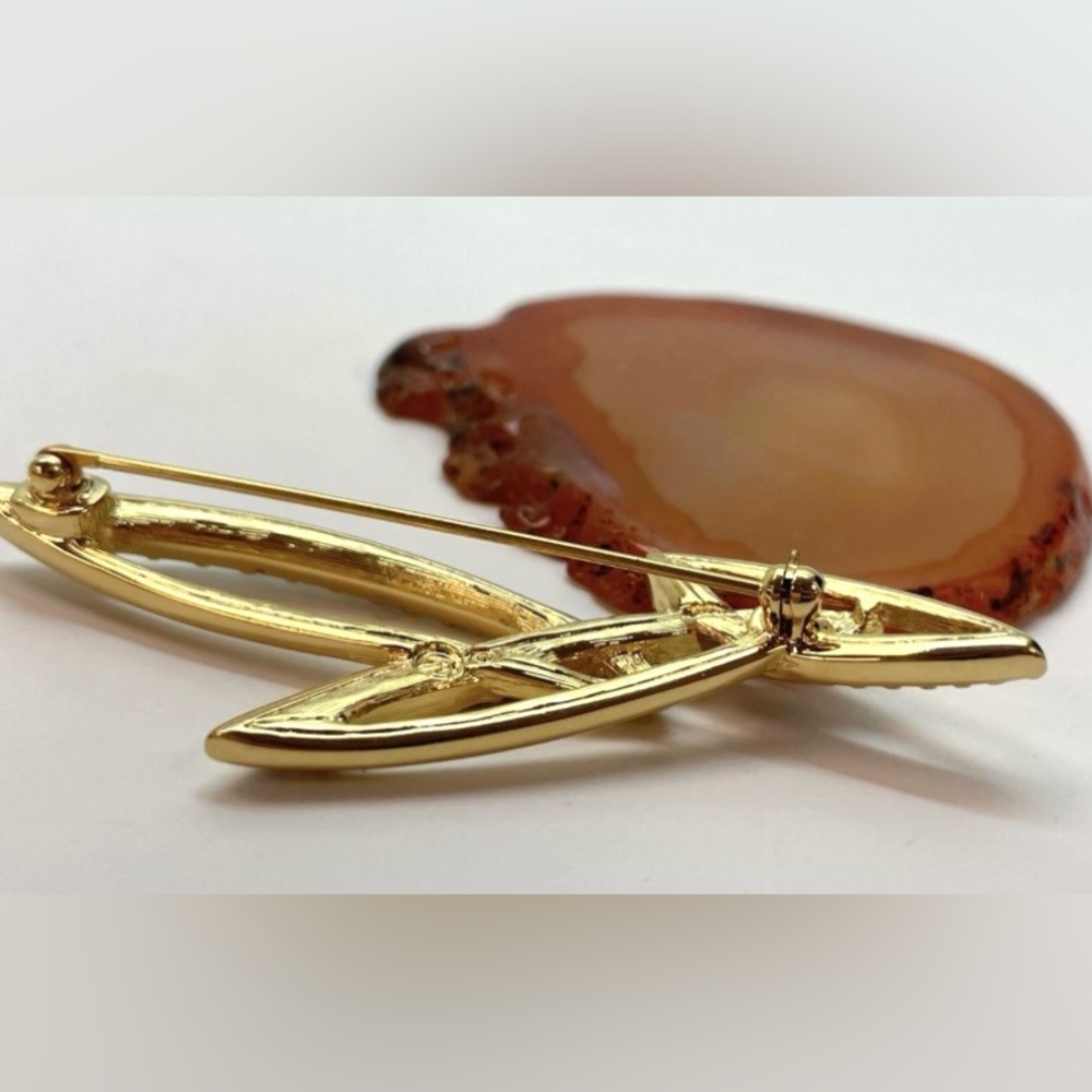 Vintage Swarovski Gold Plated Red & Clear Crystal Rhinestone Geometric Brooch - Picture 2 of 4